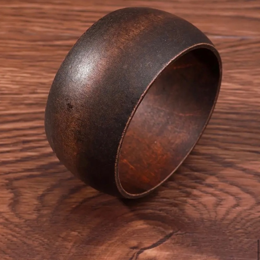 Wide Wooden Bangle Bracelet